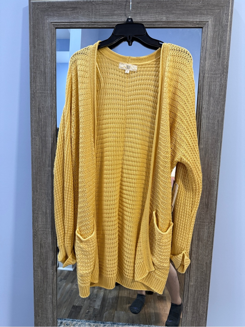 Stitch Fix - Pinque Open-Front Mustard Knit Cardigan with Front Pockets